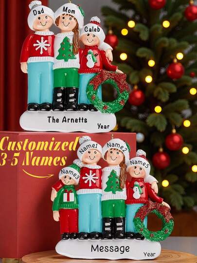 1 peça enfeites de Natal personalizados família 2026 nome gravado copo resina decoração de árvore de Natal presentes crianças decorações de feriado pendurado festa casa criativo