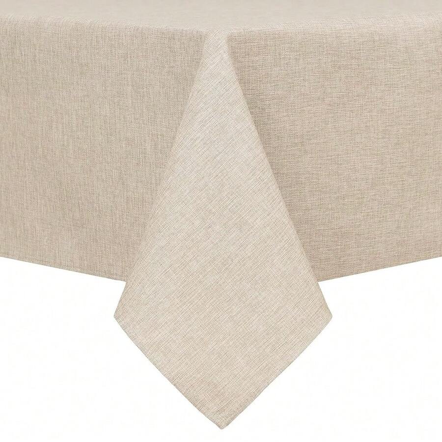 Faux Linen Rectangle Tablecloth - Wrinkle And Stain Resistant Washable Table Cloth For Kitchen Dining Room Holiday Table Cover For Dinner, Beige, 60 X 140 Inch - Beige140x60Rectangular - View 1