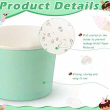 100 Pieces 8 Oz Ice Cream Cups With 100 Pieces Spoons Ice Cream Containers Solid Color Disposable Sundae Cups Yogurt Dessert Bowls Party Supplies For Baby Shower Birthday Party Pink - 淺綠色 - 查看 3