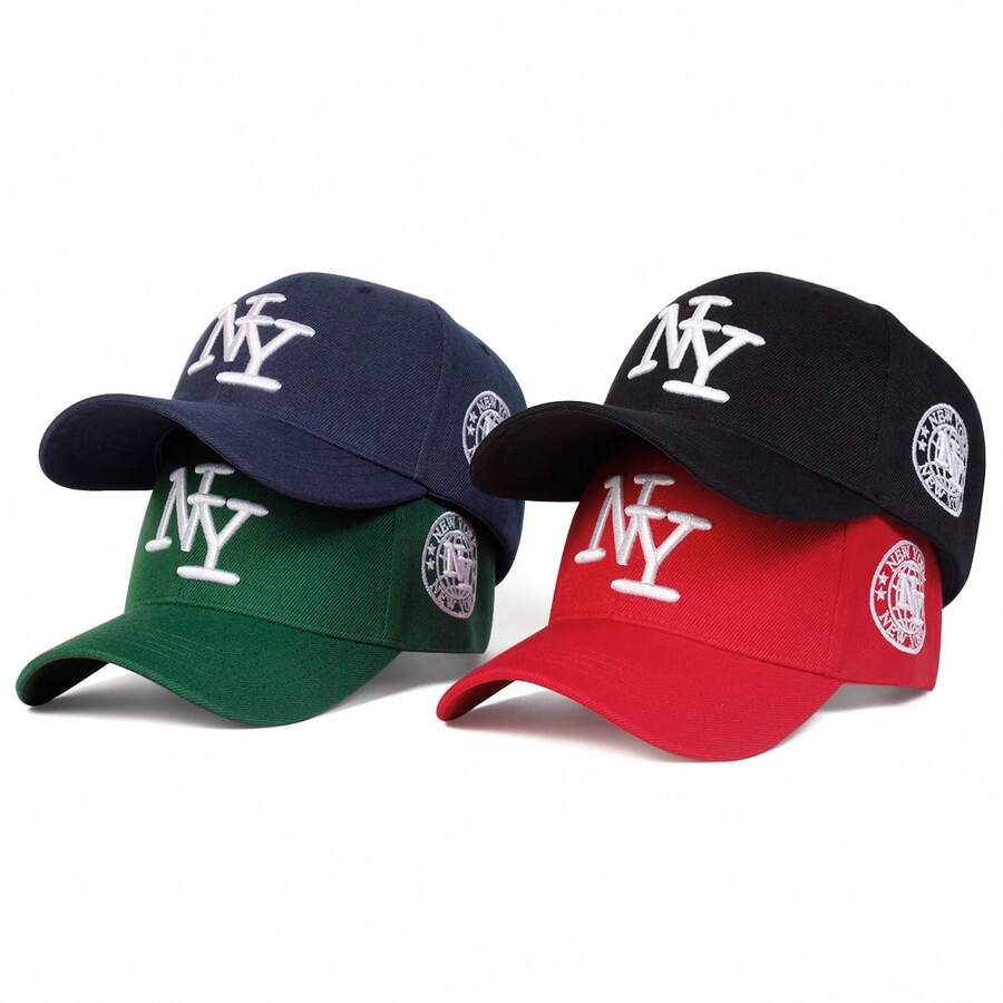 1Piece Men Letter NY Side NEW YORK Embroidered Baseball Cap Outdoor Adjustable Sunscreen Leisure Hat Spring Autumn Travel Tourism Beach Vacation - 彩色 - 查看 1