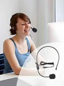 1pc Wired Headset Microphone, Rotatable Headband Microphone, Universal Amplifier Microphone For Voice Assistant, Suitable For Singing, Speeches, Teaching, Tour Guide - No Battery Required