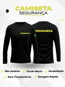 Kit 5 Camisetas Masculina Uniforme Segurança Manga Longa - Preto - Visão 4