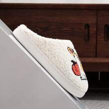 Cozy Plush Halloween Pumpkin Slippers, Non-Slip Fluffy Design - White Pumpkin Dog - View 7