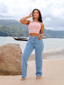 Calça Jeans Wide leg Clara Pantalona Confortável 100% Caimento Perfeito Casual