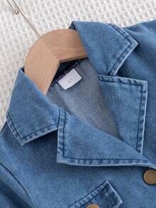 3 PiecesYoung Girl Fashion Casual Denim Jacket, Black Camisole Top, And Pleated Denim Mini Skirt Set, Suitable For Daily, Outdoor, School, And Vacation