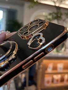 1pc Electroplated Bracket Phone Case, Shock-Proof Ultra-Thin Protective Cover With Hidden Stand, Camera Lens Protection, Compatible With IPhone7/8/11/12/13/14/15/X/XR/Xs/Plus/Pro/Pro Max/SE2/Mini Series, Phones