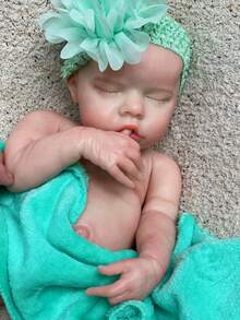 16英寸柔软触感全身实心硅胶重生娃娃，可爱双胞胎女婴，可水洗，艺术家手绘娃娃礼物（解剖结构精准） - Silicone Doll - 查看 5