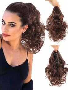 10 英寸马尾接发 - 夹式马尾接发，卷曲波浪马尾接发，女士合成爪夹马尾接发 - 彩色 - 查看 12