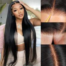 bling hair Straight Wear And Go Glueless Wigs Human Hair 6x4 5x5 9x6 Pre Plucked Pre Cut Lace Wig 200% Density 28 30 Inch Invisible Strap 360 Full Lace Frontal Drawstring Wig 36 Inch 13x4 13x6 Transparent Lace Front Human Hair Wigs For Women Natural Black Wig - Natural Black - 查看 3