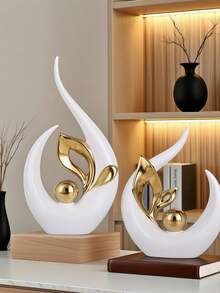 1pc Platinum Home Decor Features Ceramic Statue Abstract Sculpture Center Ornament Mid-Century Modern Dining Table Coffee Table Decor Living Room Tabletop Shelf Dining Room Kitchen, Modern Home Decor For Living Room