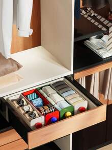 1 件无需钻孔。带有背胶的多功能塑料抽屉盒，隐形悬挂内衣、袜子、腰带、衣柜收纳盒，可拆卸桌面收纳盒夏季收纳盒礼物 - 彩色 - 查看 6