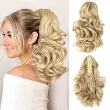 Ponytail Extension Curly Clip In Hair Extensions Black Wavy Hair - Multicolor - View 9