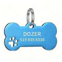 Etiqueta de identificación de mascota personalizada con brillo, colgante con forma de hueso con nombre de mascota grabado personalizado, accesorio para collar de gato/perro, regalo perfecto para prevenir la pérdida de mascotas, se puede colgar en el collar, de moda, vintage, minimalista, lindo, colorido, único, decoración navideña personalizada, etiqueta de identificación/nombre de perro personalizada, coleccionable - Multicolor - Ver 24