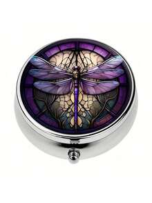 1 件紫色蜻蜓藥盒 3 格藥丸收納盒,迷你藥盒,錢包藥盒,口袋或錢包便攜式藥盒藥盒裝飾金屬維生素收納盒獨特旅行禮品 - 紫色 - 查看 11