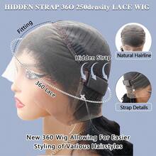 bling hair Strap Snug Fit 360 Skinlike HD Lace Frontal Wigs Human Hair Invisible Strap Pre Plucked Pre Cut Lace 250 Density Straight Lace Front Wig With Drawstring 360 Glueless Wigs Human Hair For Women - Natural Black - 查看 7