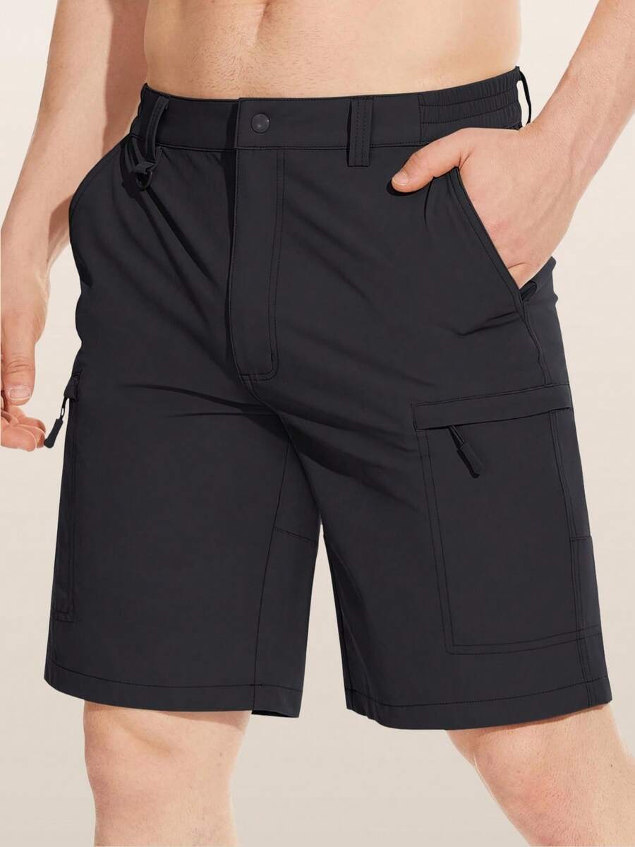 Men's Summer Quick Dry Outdoor Cargo Shorts Lightweight Waterproof Work Hiking Shorts With 5 Pockets, Black