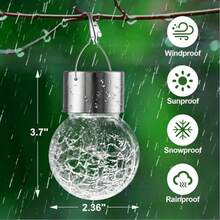 Outdoor Hanging Solar Lights (4/2 Pack) - Solar-Powered Cracked Glass Ball Lights, Waterproof Tree Hanging Decorative Lights With Hooks And Clips, Suitable For Gardens, Balconies, And Patios, Perfect Decorations For Halloween And Christmas