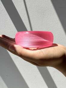 1 件优雅新款透明粉色树脂手链，条纹拼布不对称手链，迷人的女士叠戴珠宝 - 彩色 - 查看 13