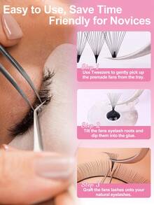 Waloshow 680 件 Promade 散装扇形睫毛 5D 6D 10D 20D 0.05 0.07 C 卷曲 D 卷曲 8-15 毫米预制扇形长度 0.05 厚度 C 卷曲睫毛延长手工散装睫毛沙龙用多种选择 - C - 查看 6