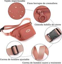Riñonera Mujer,Cangurera Deportiva Bolsa de Pecho Correa Ajustable Bolso de Cintura/Fanny Pack Impermeable Ligero para Gimnasio, Marcha, Viaje Senderismo, Ciclismo, Running y Uso Diario - Crema - Ver 5