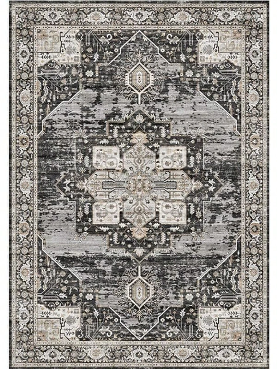 9x12 Area Rugs Living Room - Large Boho Stain-Resistant Rugs With Non-Slip Backing, Vintage Design Bedroom, Beige/Brown, Home Decor Floor - Black - View 1
