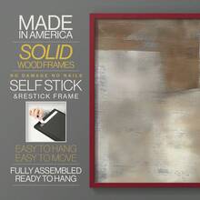 1pc Restickable Framed Modern Rustic Abstract Art Print, Wood Frame, Soft Geometric Shapes, Textured Brushwork, Contemporary Neutral Tones, Statement Wall Art Home Decor, Wall Art For Living Room, Entryway, Bedroom Art, Made In USA, Ready To Hang Art Prints - Red - View 6