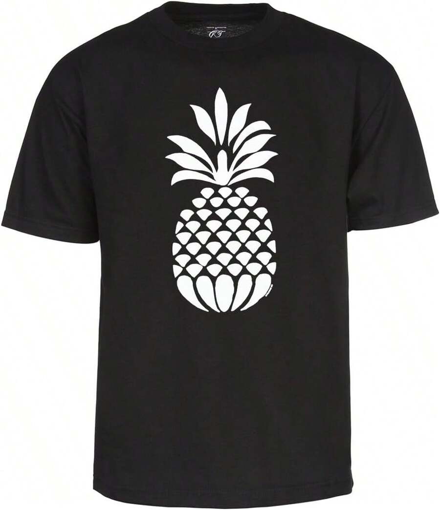 Mens Pineapple Stencil Short-Sleeve T-Shirt - màu đen - Xem 1