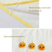 1 件婴儿/儿童连帽浴袍，珊瑚绒吸水斗篷，可爱卡通设计，适合居家、沙滩、男女通用 - 如圖 - 查看 6