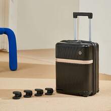 Fashionable New Lightweight ABS Carry-On Trolley Suitcase With Cup Holder And Phone Holder, Designer Luggage With Quiet Wheels And Detachable Cabin Size, Upgraded With Thicker Material And Metal Protection Frame, Essential For Business Trips And Travels - Multicolor - View 3