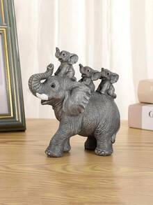 1件可爱灰色大象雕像家居装饰，大象背上驮着3只小象，象征好运，可放置于架子上，是送给女性的理想礼物，适用于客厅、办公室、书架、电视柜、桌面，也是一份很棒的圣诞礼物（灰色） - 彩色 - 查看 10