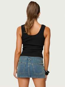 Women's Y2K Sequin Beaded Tank Top U Neck Sleeveless Backless Sparkly Crop Tops Summer Going Out Clubwear - màu đen - Xem 4