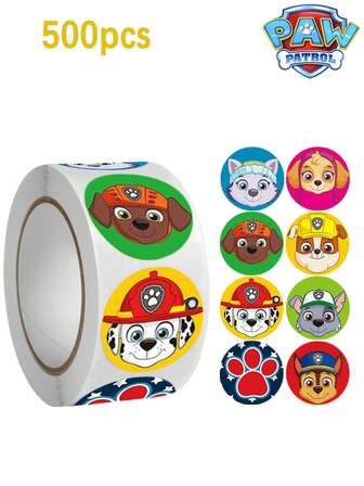  500 piezas Conjunto de pegatinas de dibujos animados de Paw Patrol, al por mayor, pegatinas divertidas para niños, pegatinas de recompensa para bebés, decoraciones de jardín de infantes, patrones surtidos, colores brillantes, adecuadas para scrapbooking, útiles escolares, juguetes y decoración diaria
