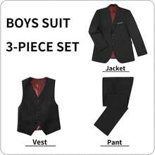 Boys Teen Formal Tuxedo Slim Fit Suit Set Wedding Ring Bearer Pageboy Dress Clothes Outfit - Light Grey - View 9