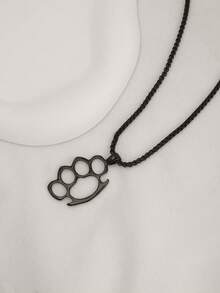 1 chiếc dây chuyền mặt hình móng vuốt bằng thép không gỉ, unisex, thích hợp để trang trí hàng ngày. - màu đen - Xem 2