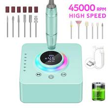 New 45000RPM Professional Electric Nail Drill Machine Rechargeable Nail File Nails Accessories Gel Nail Polish Sander Low Noise