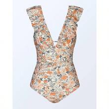 VIOPY Traje de Bao de Una Pieza con Volantes y Escote en V con Cordones para Mujer Traje de Bao para Mujer - XL