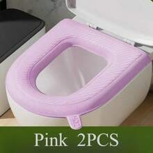 2-Pack High Foam Waterproof Toilet Seat Covers - No Need To Rinse, Washable Soft Green Plastic Toilet Seat Covers, Cute Winter Design, Hygienic Bathroom Essentials