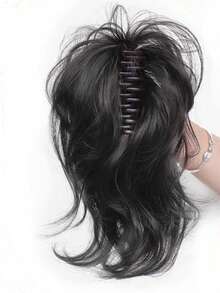 短款卷曲合成爪夹马尾假发 女士高髻马尾 - 彩色 - 查看 2