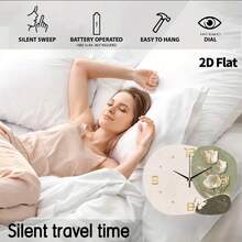 2D Flat, 1pc Modern Minimalist Flower Creativity Art Clock Mute Decorative Wall Clock, Super Quiet Quartz Movement, No Ticking Sound, Suitable For Bedroom Decor, Dining Room Living Room Office Sofa Background Wall Decor, Home Decor