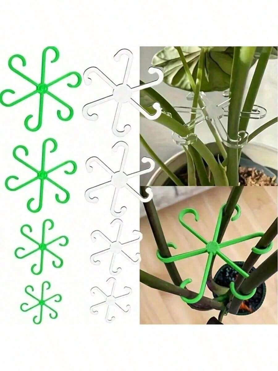 4 件植物支撑夹、植物支撑紧固件、坚固的攀缘植物茎夹 - 塑料材质，或室内攀缘植物、植物支撑