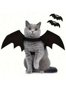 宠物服装配饰 - 黑色蝙蝠翅膀，时尚宠物蝙蝠服装，适合小型犬和猫 - 黑色 - 查看 12