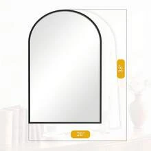 Sweetcrispy Arched Black Bathroom Mirrors For Wall, Bathroom Mirrors For Over Sink, Metal Framed With HD Shatter-Proof Glass For Entryway, Living Room, Bedroom - 黑色 - 查看 6