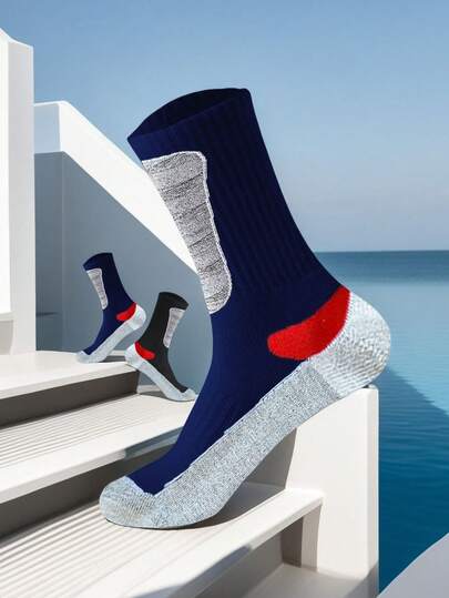 10/15 Pairs Men's Multi-Color New Sports Crew Socks, Knitted Soft & Comfortable Fashion Casual Running Crew Socks, Fashionable Crew Socks, Unisex, High Elasticity Breathable Tall Socks, Suitable For Men & Women Daily & Sports Wear, All Seasons