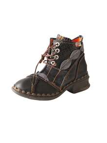 1 Pair TMA EYES Solid Color Punk Retro Casual Lace-Up Ankle Boots And Ankle Boots, Suitable For Office, Outdoor, Home Wear, All Seasons - Black - View 6
