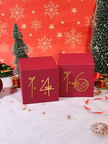 24pcs Christmas Advent Calendar Boxes Set, 24Pcs Red & Green Boxes With Gold Numbers & Xmas Motifs, Festive Countdown Decor Home Decor Christmas Decorations Room Decor Winter Christmas Decorations Home Christmas Gifts Christmas Decor