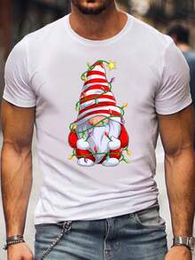 [Salidas Casuales] Camiseta Gráfica de Santa Claus de Navidad para Hombre de Talla Grande - Ligera, Transpirable, Poliéster, Cuello Redondo, Manga Corta, Lavable a Máquina - Diseño Festivo para Primavera/Verano/Otoño, TALLA GRANDE - Negro - Ver 7