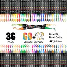 24/48/72 Colors Acrylic Marker Pens, Dual Tips, Suitable For Paper, Fabric, Wood, Stone, Plastic, Glass, Ceramic, Pumpkin And Other DIY Design Materials