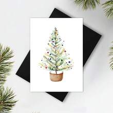 Tarjetas de Navidad divertidas, Tarjetas de árbol de Navidad en acuarela, Tarjetas de árbol perenne, Tarjetas de agradecimiento de invierno, Tarjetas de felicitación, Tarjetas de cumpleaños, Tarjetas de aniversario, Tarjetas de , Tarjetas de felicitación de Navidad - Multicolor - Ver 9