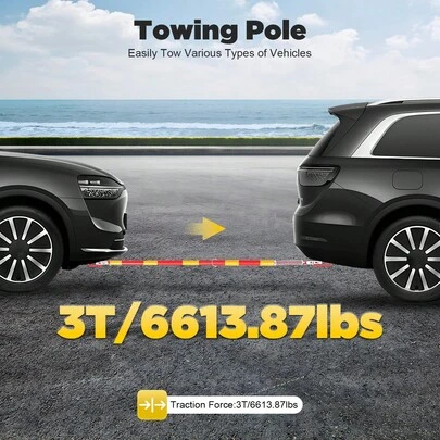 5 Ton Trailer Bar Tow Bar Spring Damping Tow Bar Warning Colour Red Yellow Static Spray Coating For Household Vehicles, SUVs, Small Cars