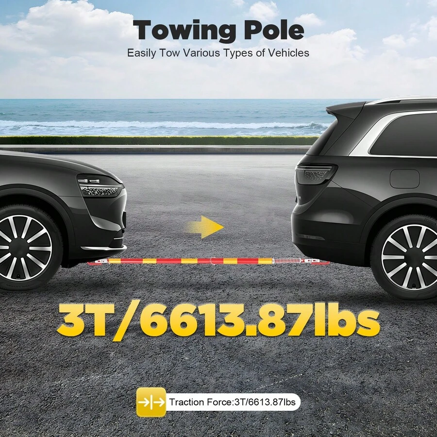 5 Ton Trailer Bar Tow Bar Spring Damping Tow Bar Warning Colour Red Yellow Static Spray Coating For Household Vehicles, SUVs, Small Cars - Red+Yellow - View 1